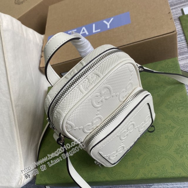 Gucci2021新款包包 古馳白壓全皮迷你手袋 Gucci無邊序曲系列小挎包 658553  ydg3039